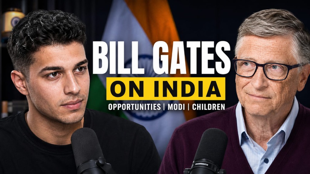 Bill Gates on India — YouTube Thumbnail / Editorial